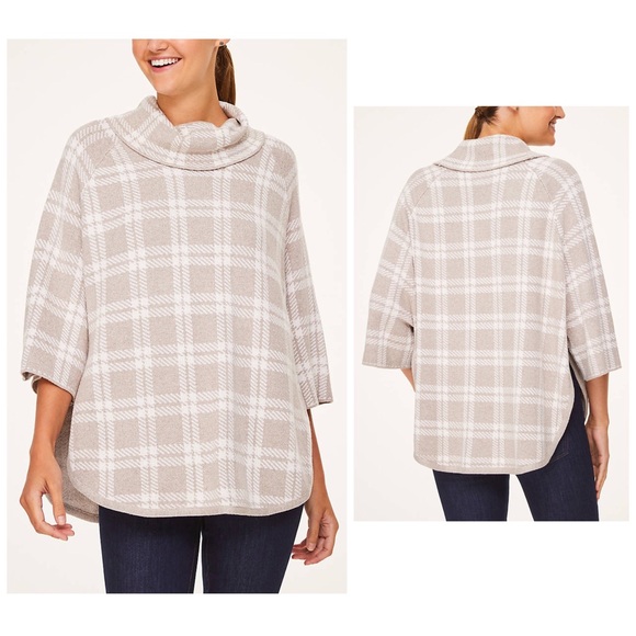 Plaid Poncho Sweater - Picture 1 of 3